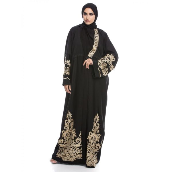 black and gold abaya