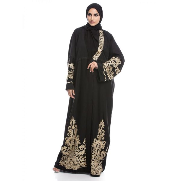 abaya black and gold