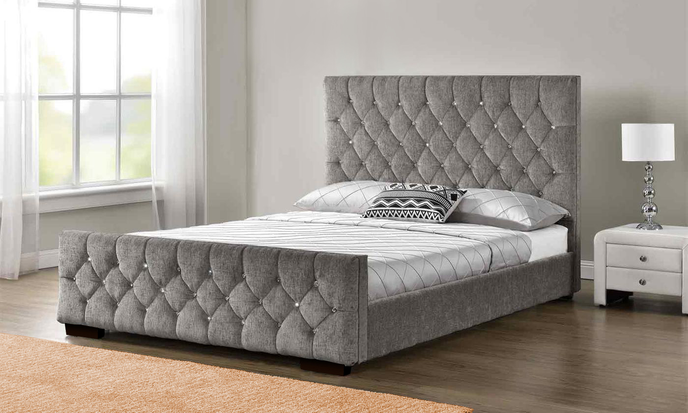 Arya Bedframe King Bed without Mattress Beige