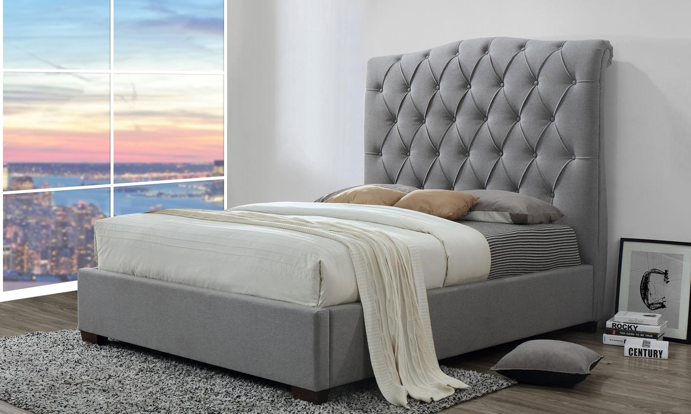 Shannon Upholstered Platform Bed Super King without Mattress Dark Grey