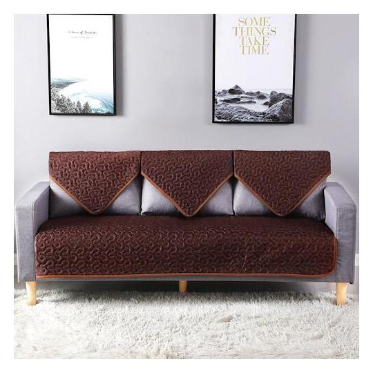 Three Seater Reversible Sofa Cover, Printed Brown Design