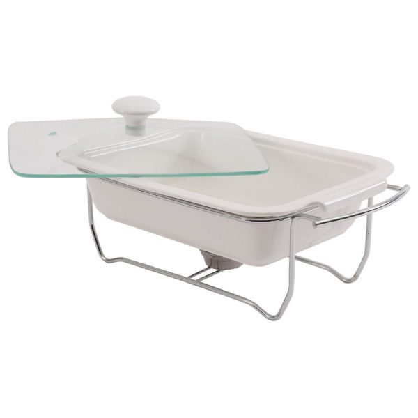 Pan Emirates Ascot Rect.Food Warmer With Lid White Pan Emirates Ascot Rect.Food Warmer With Lid White