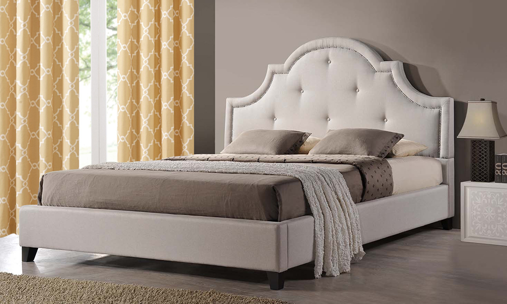 Stiefvater Grey Linen Modern Platform Bed Queen Bed with Mattress Grey
