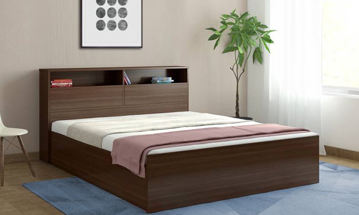 Engineered Wood Bed With Storage King Bed without Mattress Walnut