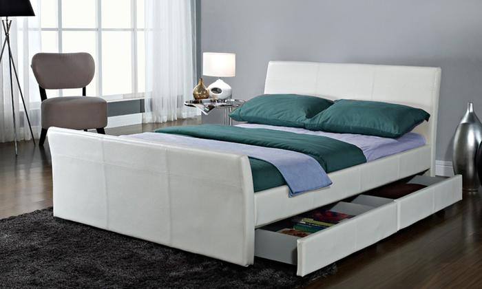 Dresden Four-Drawer Bed in Choice of Color Super King Bed with Mattress Black