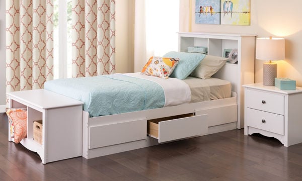 Buy Winslow White Twin Bookcase Headboard Single Bed With Mattress