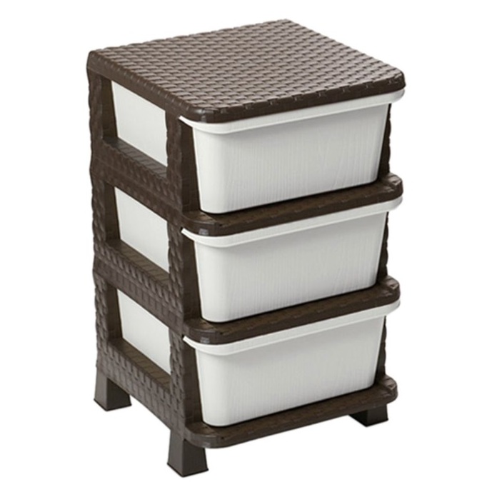 Dea Home Rattan Storage Chest With 3 Drawers Brown/White