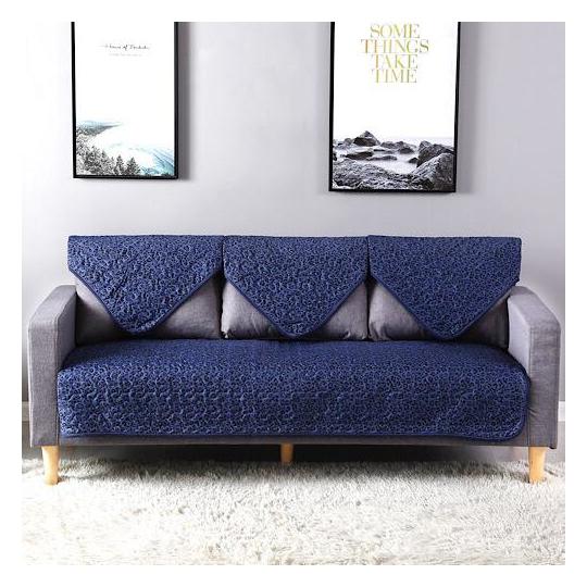 Three Seater Reversible Sofa Cover, Blue Leopard  Design
