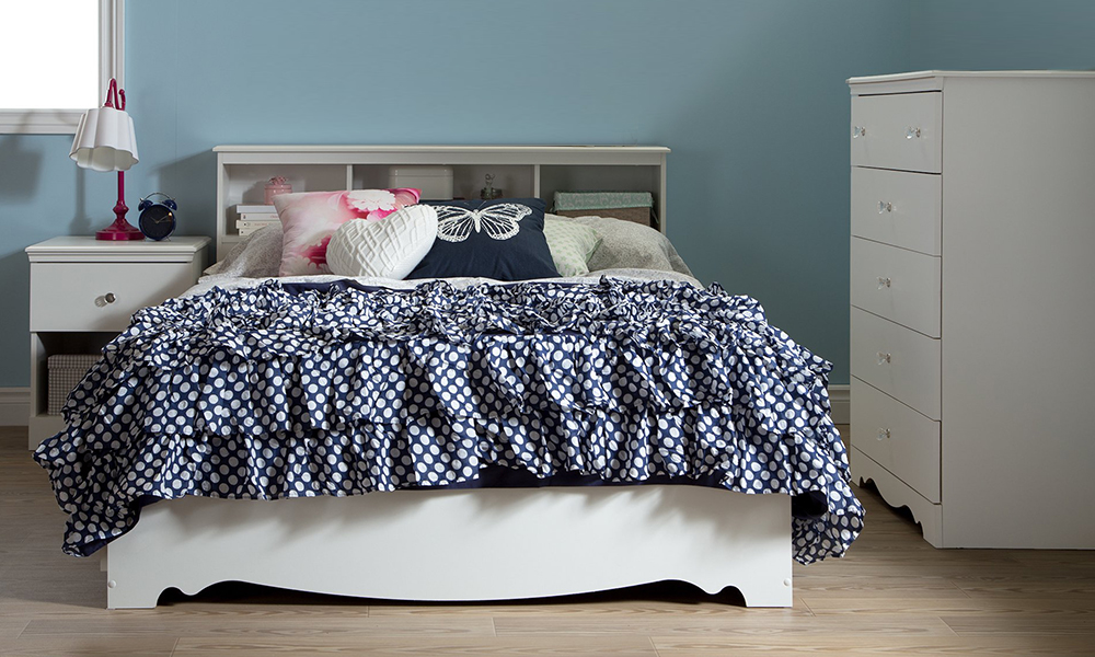 Reevo Full Mates Bed with Bookcase Headboard Super King Bed without Mattress Grey