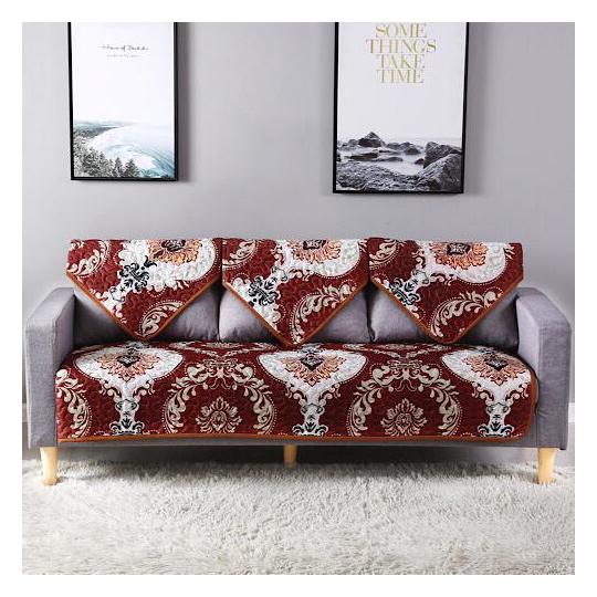 Three Seater Reversible Sofa Cover, Maroon Bohemian Design