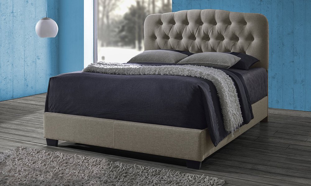 Craik Contemporary Espresso King Button-tufted Super King Bed with Mattress Grey