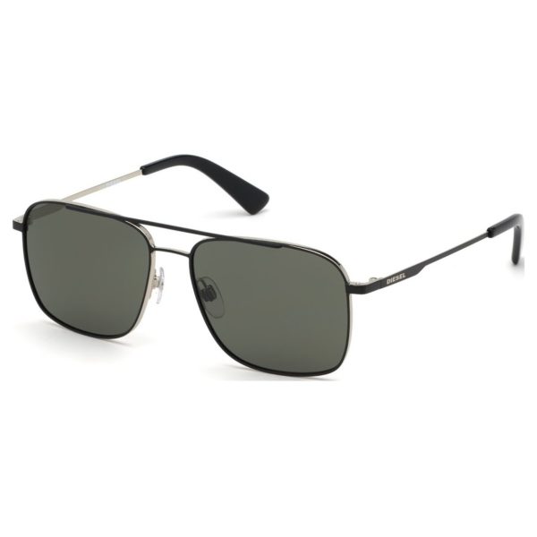 Diesel DL029505N55 Sunglasses Black/ Green Metal For Men Diesel DL029505N55 Sunglasses Black/ Green Metal For Men