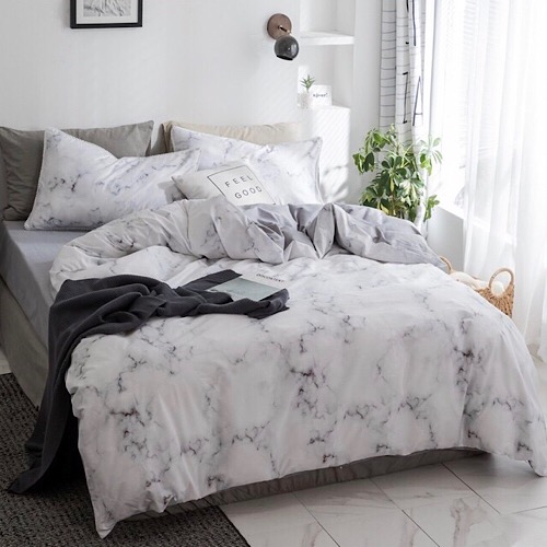 Buy Single Size Marble Design Bedding Set Of 4 Pieces Price