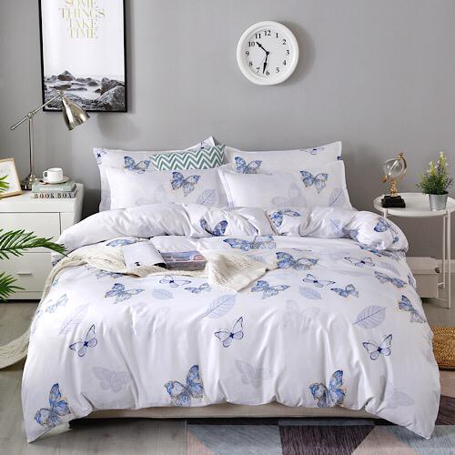 Buy Queen Size Bedding Set 6pcs Blue Butterfly Design ...