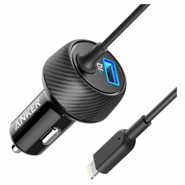 Anker PowerDrive 2 Elite Car Charger With Lightning Connector - Black Anker PowerDrive 2 Elite Car Charger With Lightning Connector - Black