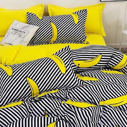 Buy Single Size 160 X 210cm 4pcs Bedding Set Banana Design Yellow