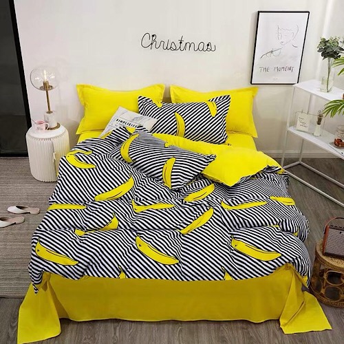 Buy Single Size 160 X 210cm 4pcs Bedding Set Banana Design Yellow