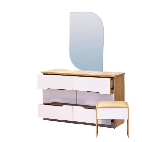 Buy Cammi Dresser With Mirror Stool Sonoma Oak White Price