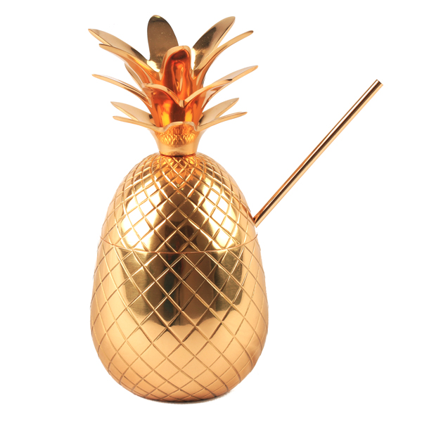Pineapple Drinkware With Straw Copper 16oz Pineapple Drinkware With Straw Copper 16oz