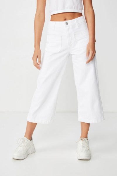 cotton on mid rise wide crop jean