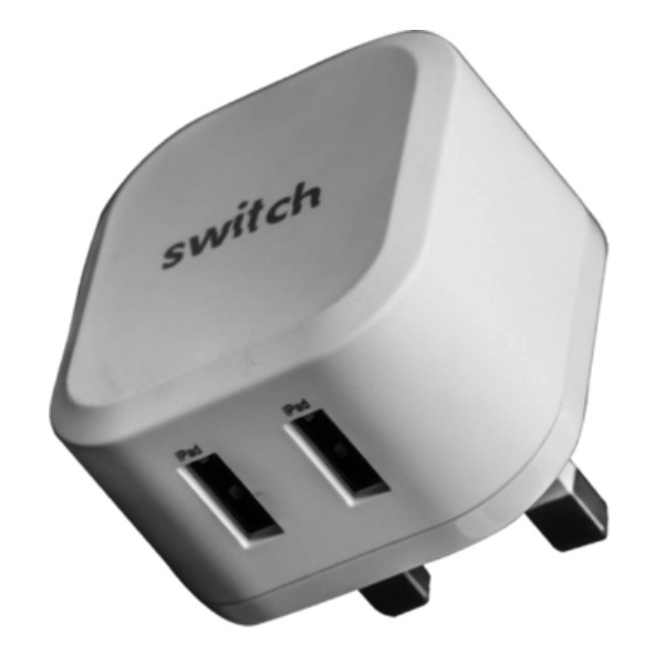 Switch Dual USB Charger With Lightning Cable 1.2m - White Switch Dual USB Charger With Lightning Cable 1.2m - White