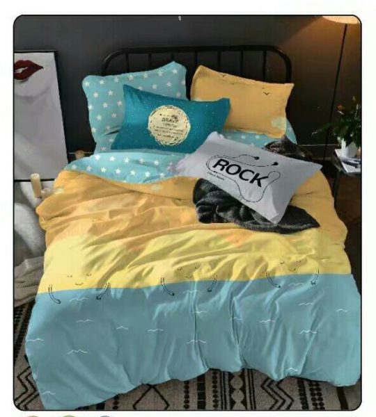 4pcs Flat Sheet Bedding Set Blue/Yellow Printed Quilt Cover 200X230cm, Flat Sheet 250X250cm 2pcs Pillow Case 48 X 74cm 4pcs Flat Sheet Bedding Set Blue/Yellow Printed Quilt Cover 200X230cm, Flat Sheet 250X250cm 2pcs Pillow Case 48 X 74cm