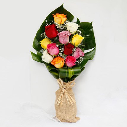 Colourful 12 Roses Bouquet Colourful 12 Roses Bouquet