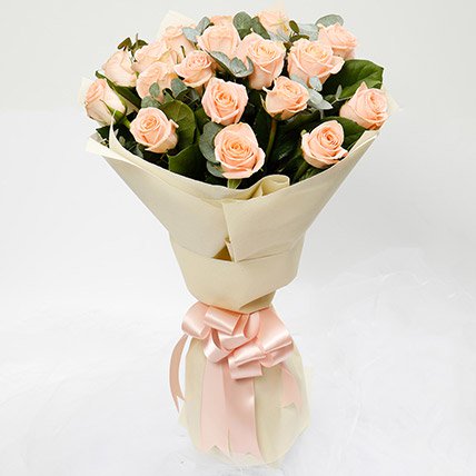 Peach Love 20 Roses Bouquet Peach Love 20 Roses Bouquet