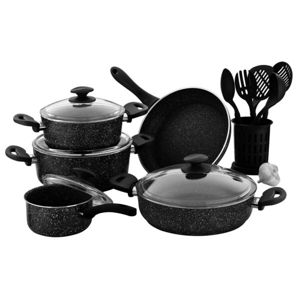 RoyalFord Granite Cookware Set Turkey Black 15pcs RoyalFord Granite Cookware Set Turkey Black 15pcs