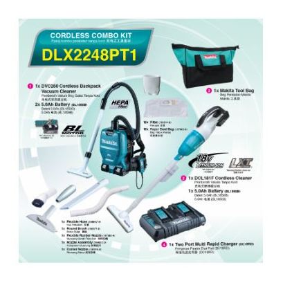 Makita DLX2248PT1 18V Li-Ion Vacuum Cleaner Combo Kit Makita DLX2248PT1 18V Li-Ion Vacuum Cleaner Combo Kit