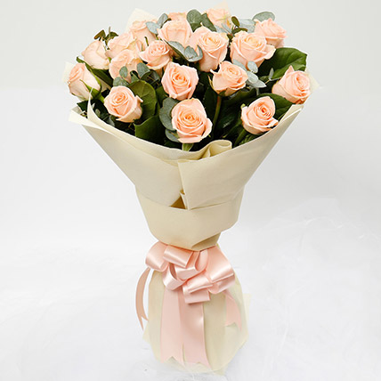 Peach Love 20 Roses Bouquet Peach Love 20 Roses Bouquet