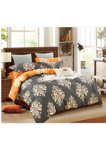 Buy 4pcs Flat Sheet Bedding Set Grey Gold Orange Printed Flat