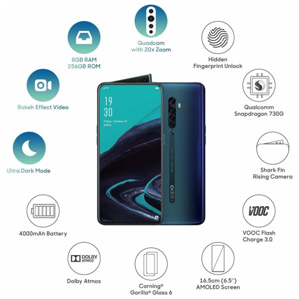 Oppo Reno2 256GB Ocean Blue 4G Dual Sim Smartphone CPH1907 Oppo Reno2 256GB Ocean Blue 4G Dual Sim Smartphone CPH1907