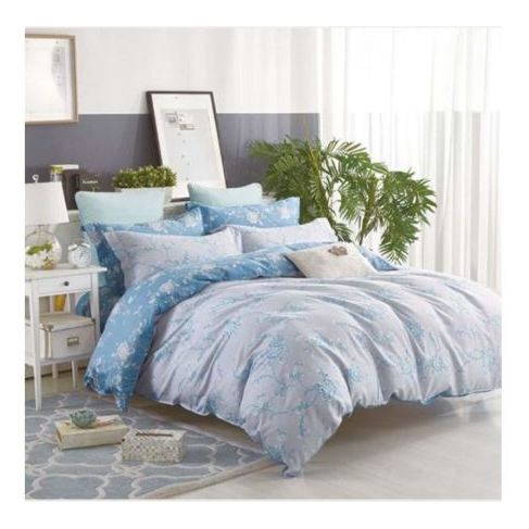 Buy 4pcs Flat Sheet Bedding Set Blue Grey Printed Flat Sheet