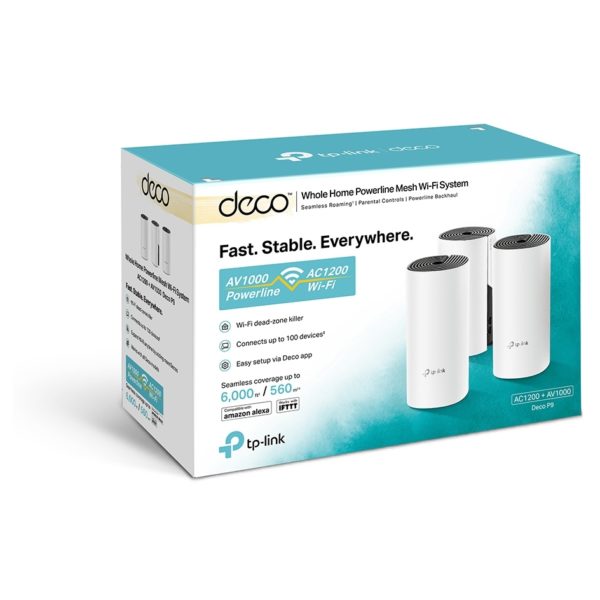 Tp-link Deco P9(3-pack) Whole Home Hybrid Mesh Wi-Fi System AC1200 + AV1000 Tp-link Deco P9(3-pack) Whole Home Hybrid Mesh Wi-Fi System AC1200 + AV1000