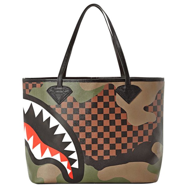 Buy Sprayground Checkered Camo Shark Brown Tote Bag 11″ – Price, Specifications & Features ...