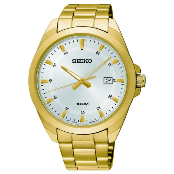 seiko 14k gold mens watch