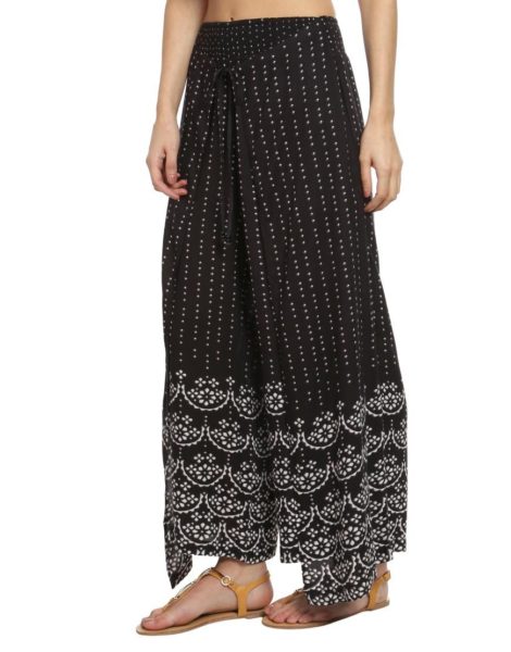 Love Gen Bandhani Print Palazzos Black Size M Love Gen Bandhani Print Palazzos Black Size M