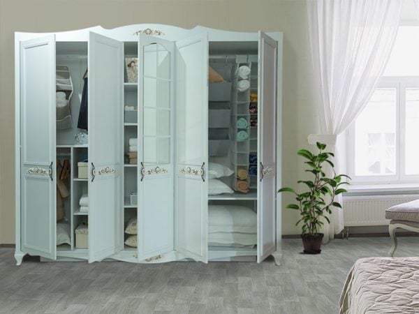 Buy Pan Emirates Hazal 5 Door Wardrobe White Price