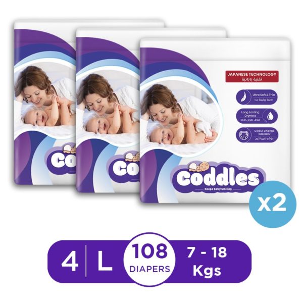 Coddles Baby Diapers 108pcs 7-18kg 7-36Months Size 4 Coddles Baby Diapers 108pcs 7-18kg 7-36Months Size 4
