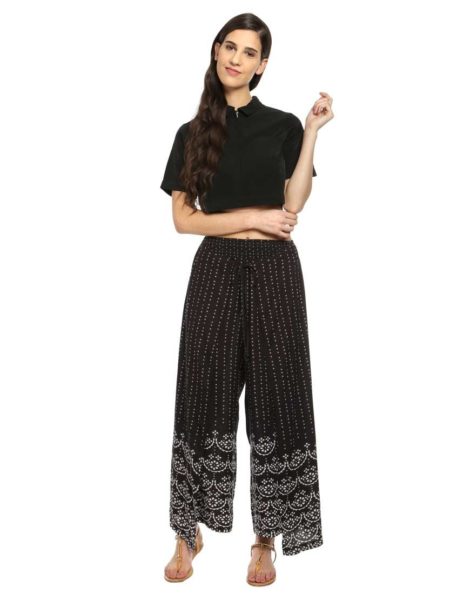 Love Gen Bandhani Print Palazzos Black Size S Love Gen Bandhani Print Palazzos Black Size S