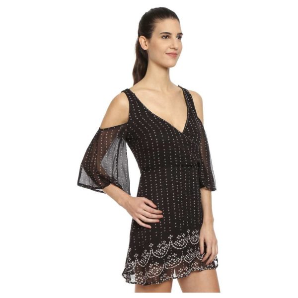 Love Gen Bandhani Print Dress Black Size S Love Gen Bandhani Print Dress Black Size S