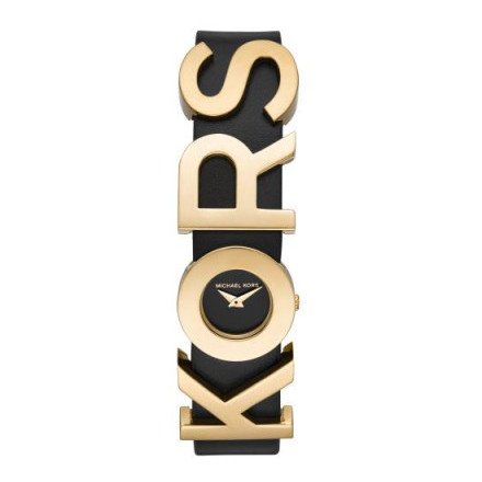 michael kors black leather watch womens