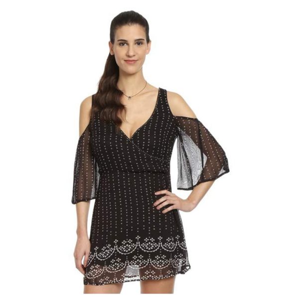 Love Gen Bandhani Print Dress Black Size S Love Gen Bandhani Print Dress Black Size S