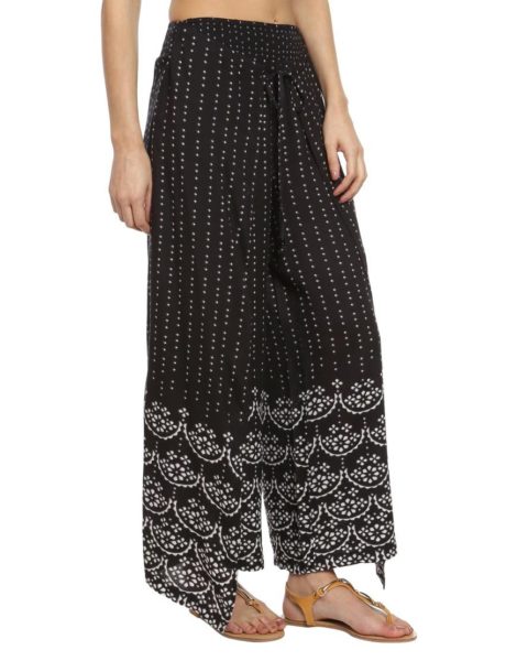 Love Gen Bandhani Print Palazzos Black Size S Love Gen Bandhani Print Palazzos Black Size S