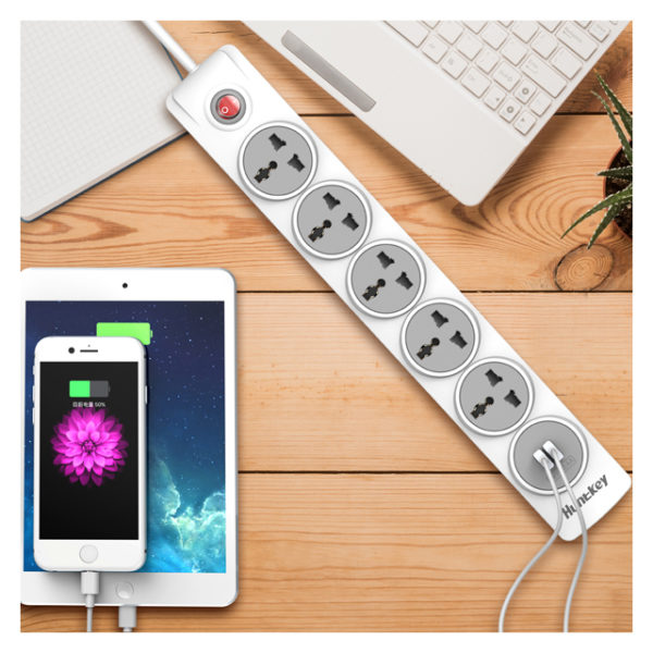 Buy Huntkey SZN607 Power Extension 5 Sockets and 2 USB 3m Cable – Price ...