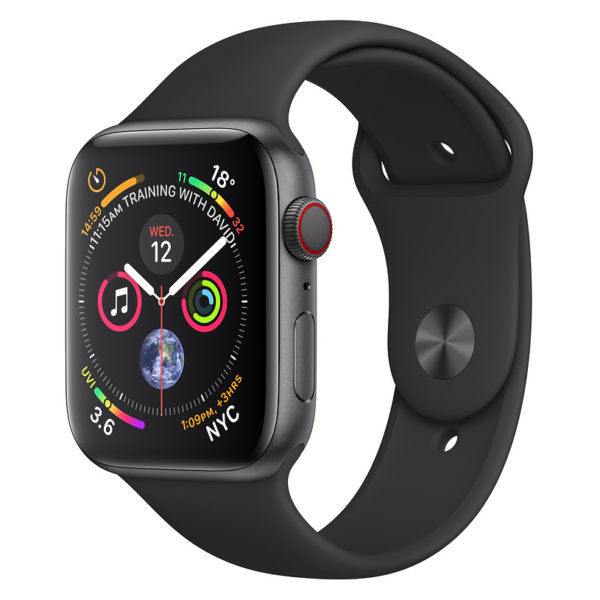 apple watch series 4 40mm space grey aluminium case with black sport band