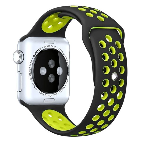 BeHello Premium Silicone Strap 42/44mm For Apple Watch Black/Green BeHello Premium Silicone Strap 42/44mm For Apple Watch Black/Green