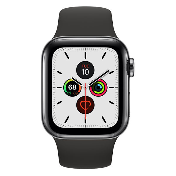 Apple Watch Series 5 GPS + Cellular 40mm Space Black Stainless Steel Case with Black Sport Band Apple Watch Series 5 GPS + Cellular 40mm Space Black Stainless Steel Case with Black Sport Band