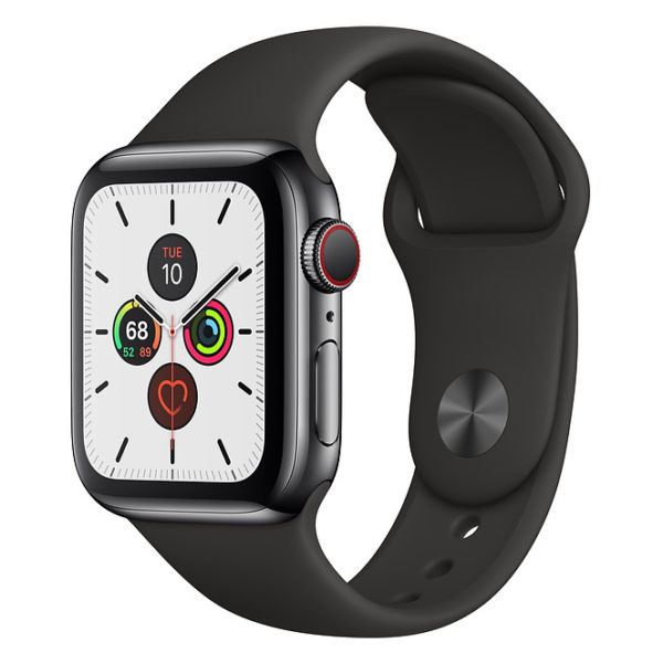 Apple Watch Series 5 GPS + Cellular 40mm Space Black Stainless Steel Case with Black Sport Band Apple Watch Series 5 GPS + Cellular 40mm Space Black Stainless Steel Case with Black Sport Band